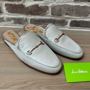 Sam Edelman Linnie Mule Womens SZ 10.5 Slip On Flat Shoes Gold Toned Bit- Silver